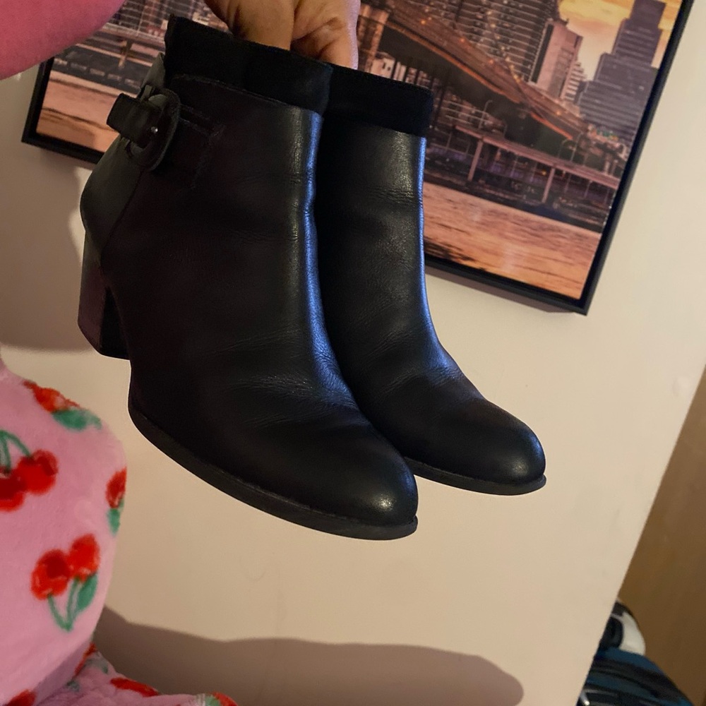 Franco Sarto Black Leather Ankle Booties